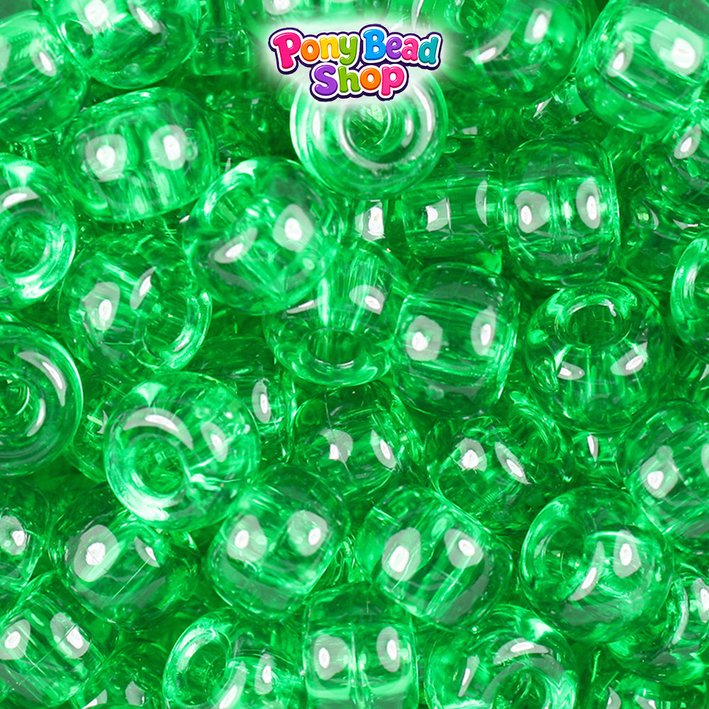 Mint Transparent 11mm Large Barrel Plastic Pony Beads (250pcs)