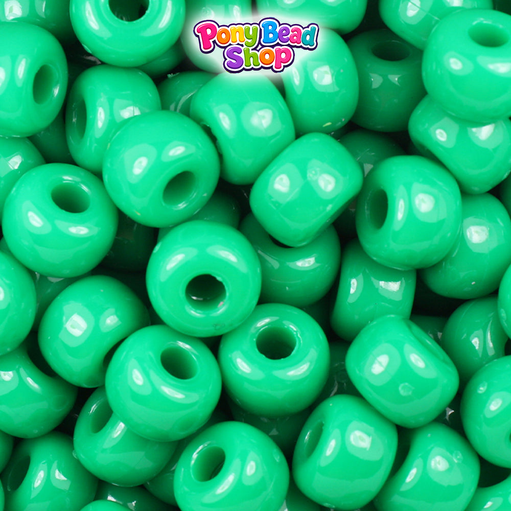 Green Opaque 11mm Large Barrel Plastic Pony Beads (250pcs)