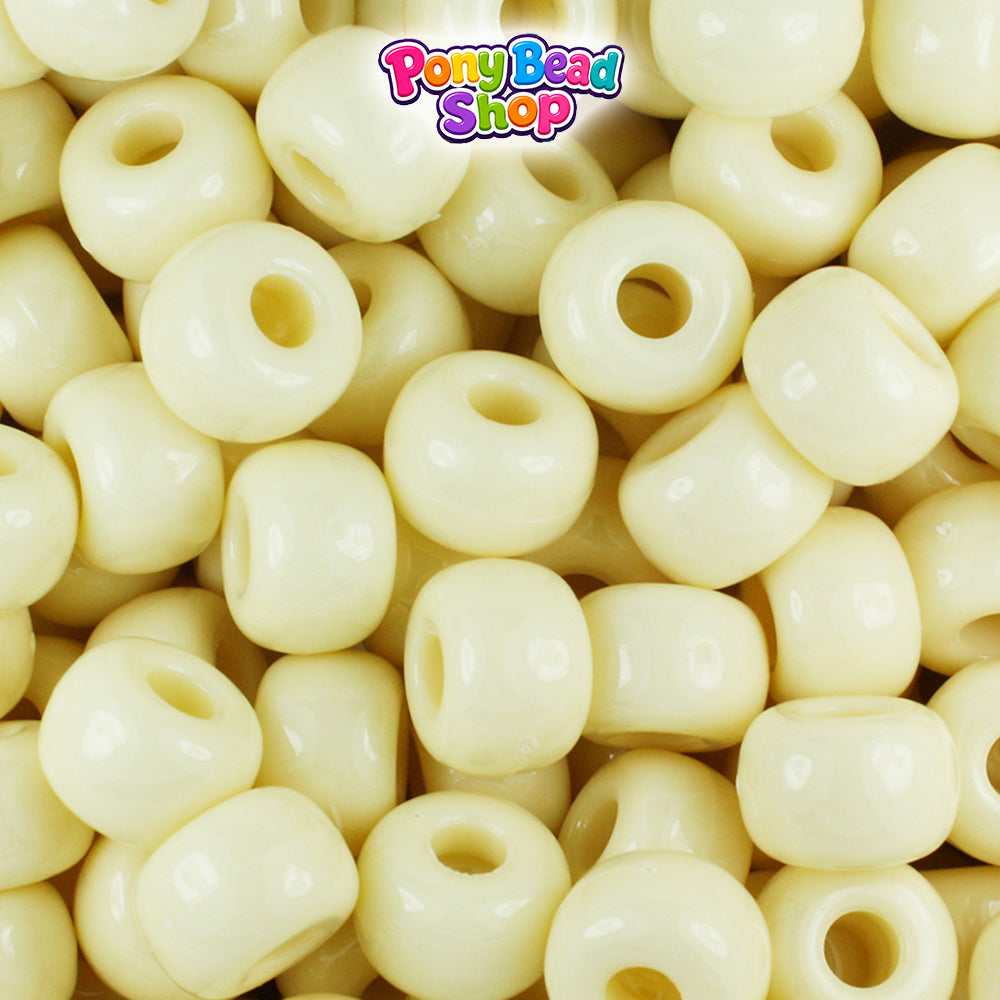 Ivory Opaque 11mm Large Barrel Plastic Pony Beads (250pcs)