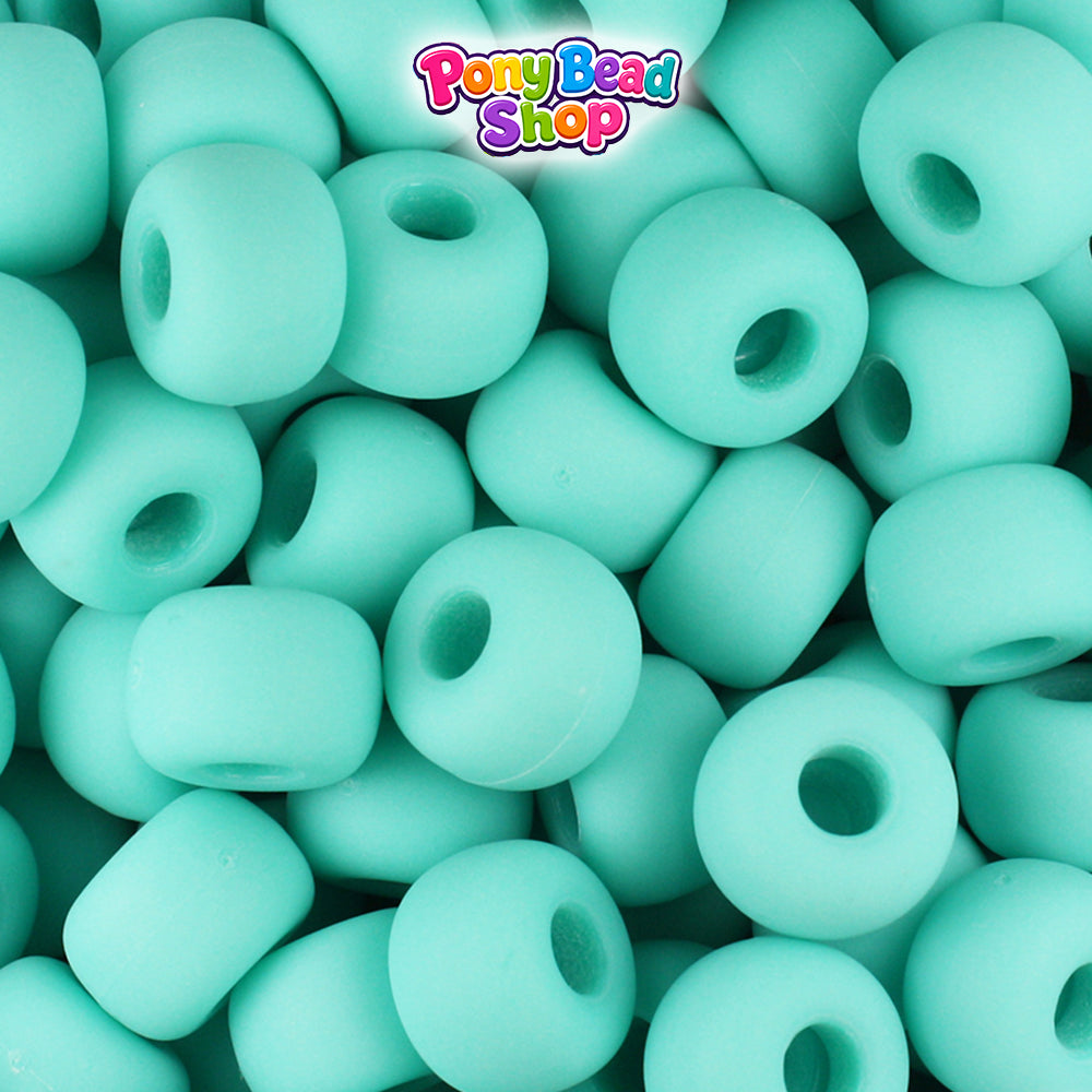 Light Turquoise Matte 11mm Large Barrel Plastic Pony Beads (250pcs)