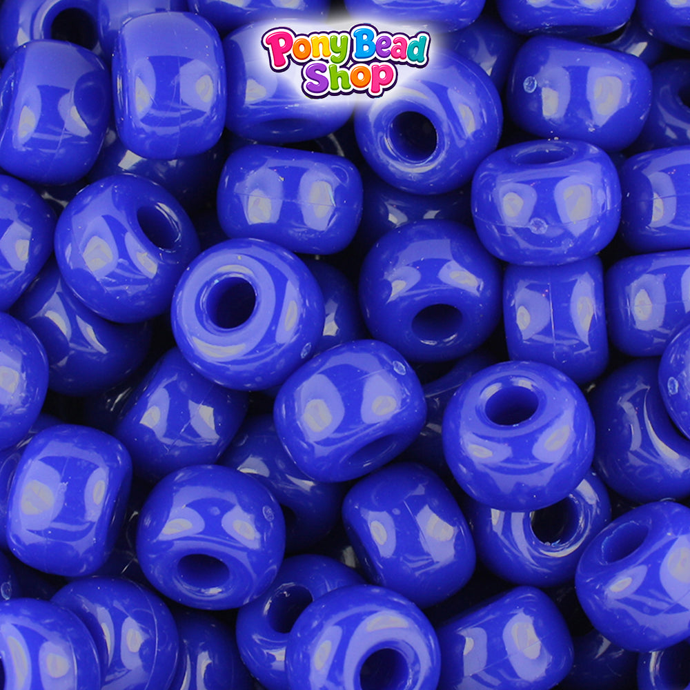Royal Blue Opaque 11mm Large Barrel Plastic Pony Beads (250pcs)