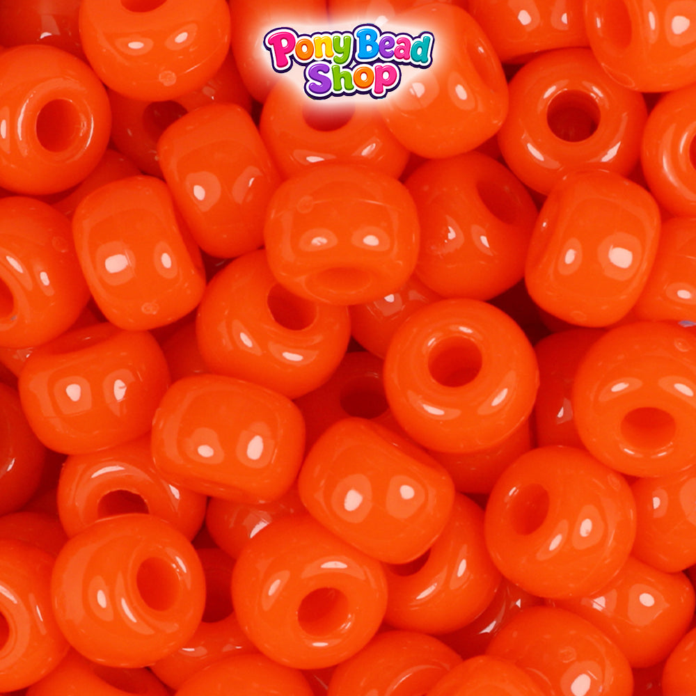 Tangelo Neon Bright 11mm Large Barrel Plastic Pony Beads (250pcs)