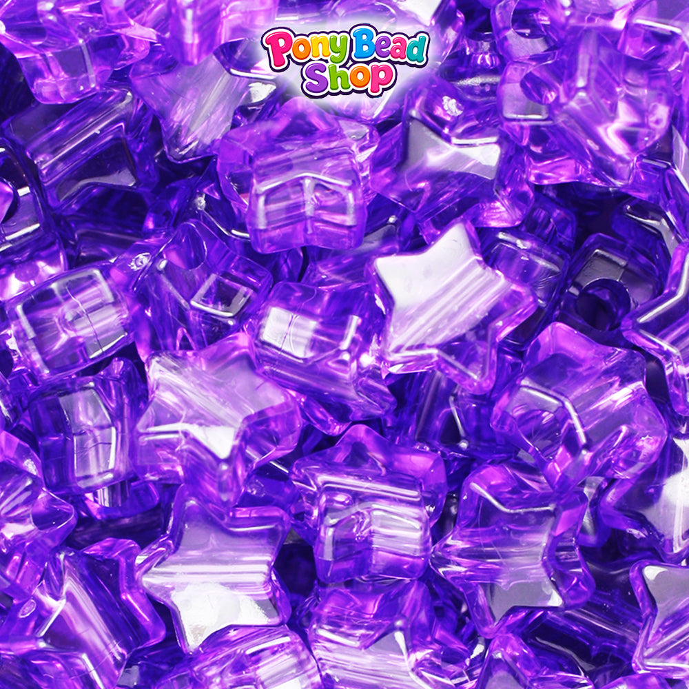 Amethyst Transparent 13mm Star Plastic Pony Beads (250pcs)