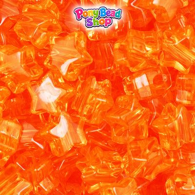 Orange Transparent 13mm Star Plastic Pony Beads (250pcs)
