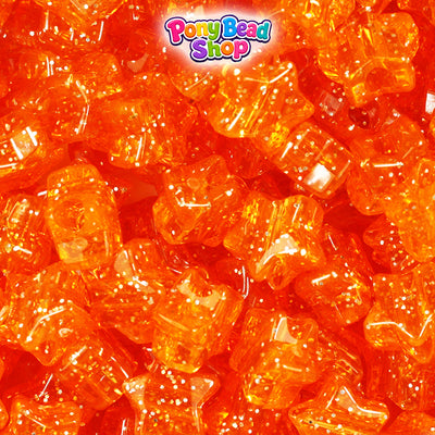 Orange Sparkle 13mm Star Plastic Pony Beads (250pcs)