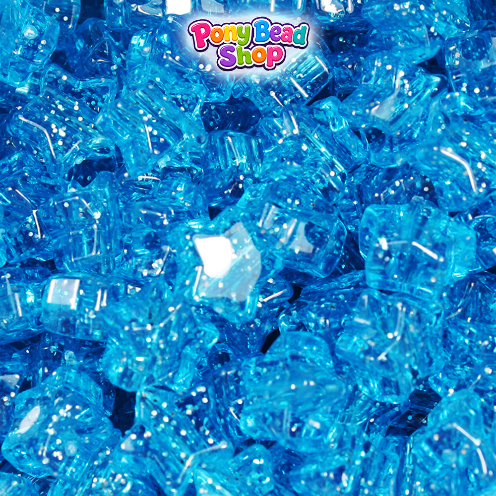 Turquoise Sparkle 13mm Star Plastic Pony Beads (250pcs)