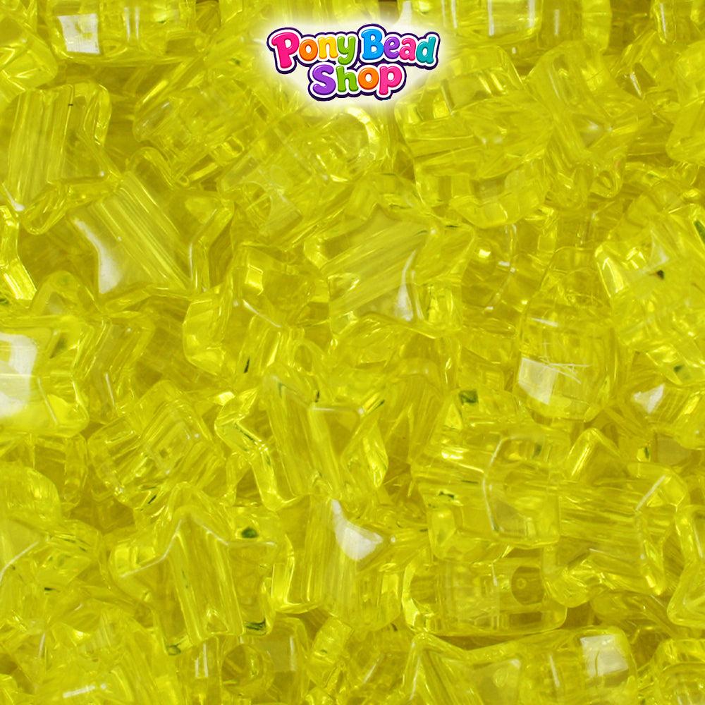 Yellow Transparent 13mm Star Plastic Pony Beads (250pcs)