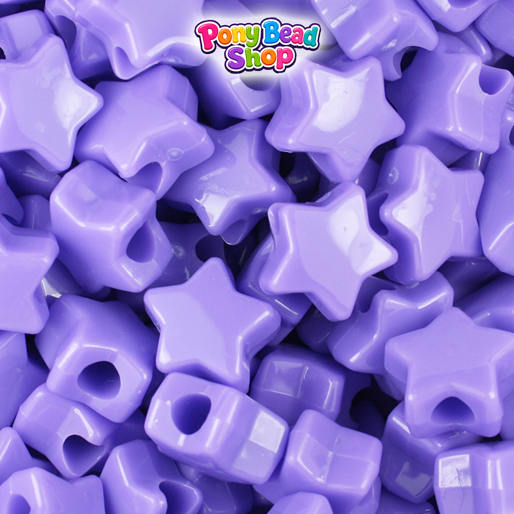 Lilac Opaque 13mm Star Plastic Pony Beads (250pcs)