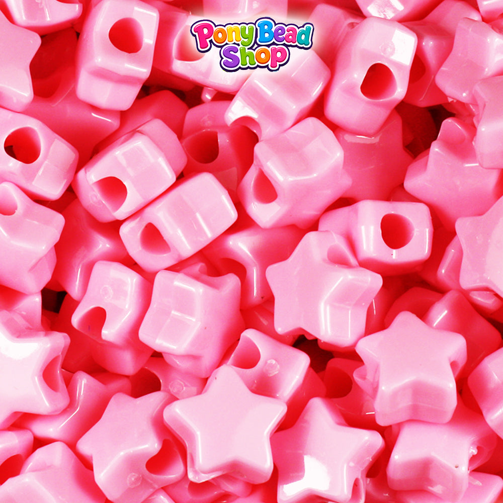 Baby Pink Opaque 13mm Star Plastic Pony Beads (250pcs)