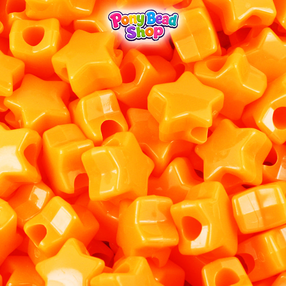 Orange Opaque 13mm Star Plastic Pony Beads (250pcs)