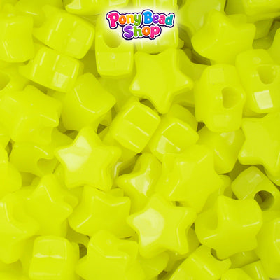 Lemon Neon Bright 13mm Star Plastic Pony Beads (250pcs)