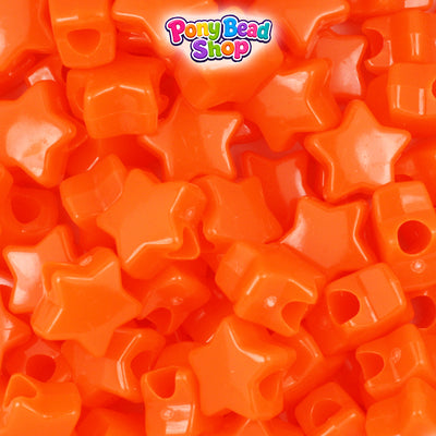 Tangelo Neon Bright 13mm Star Plastic Pony Beads (250pcs)
