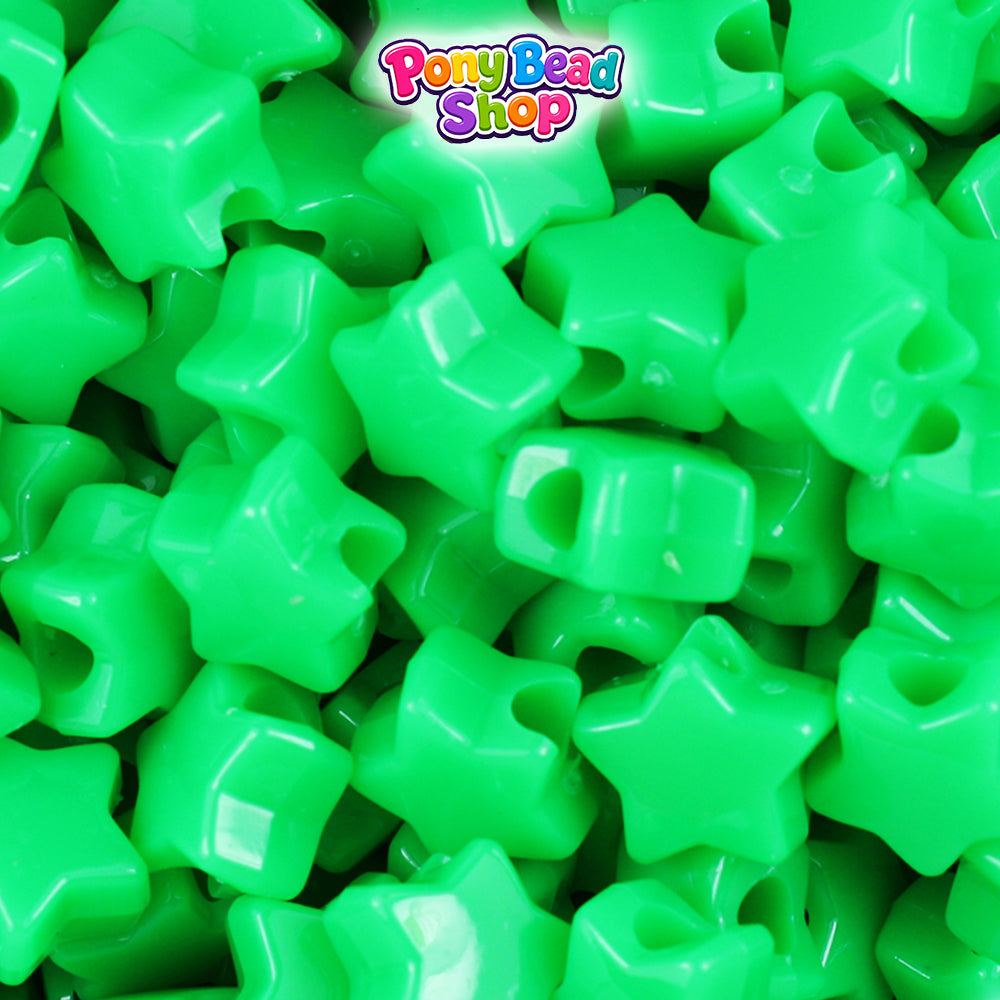 Grasshopper Neon Bright 13mm Star Plastic Pony Beads (250pcs)