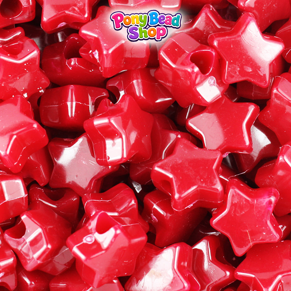 Burgundy Opaque 13mm Star Plastic Pony Beads (250pcs)