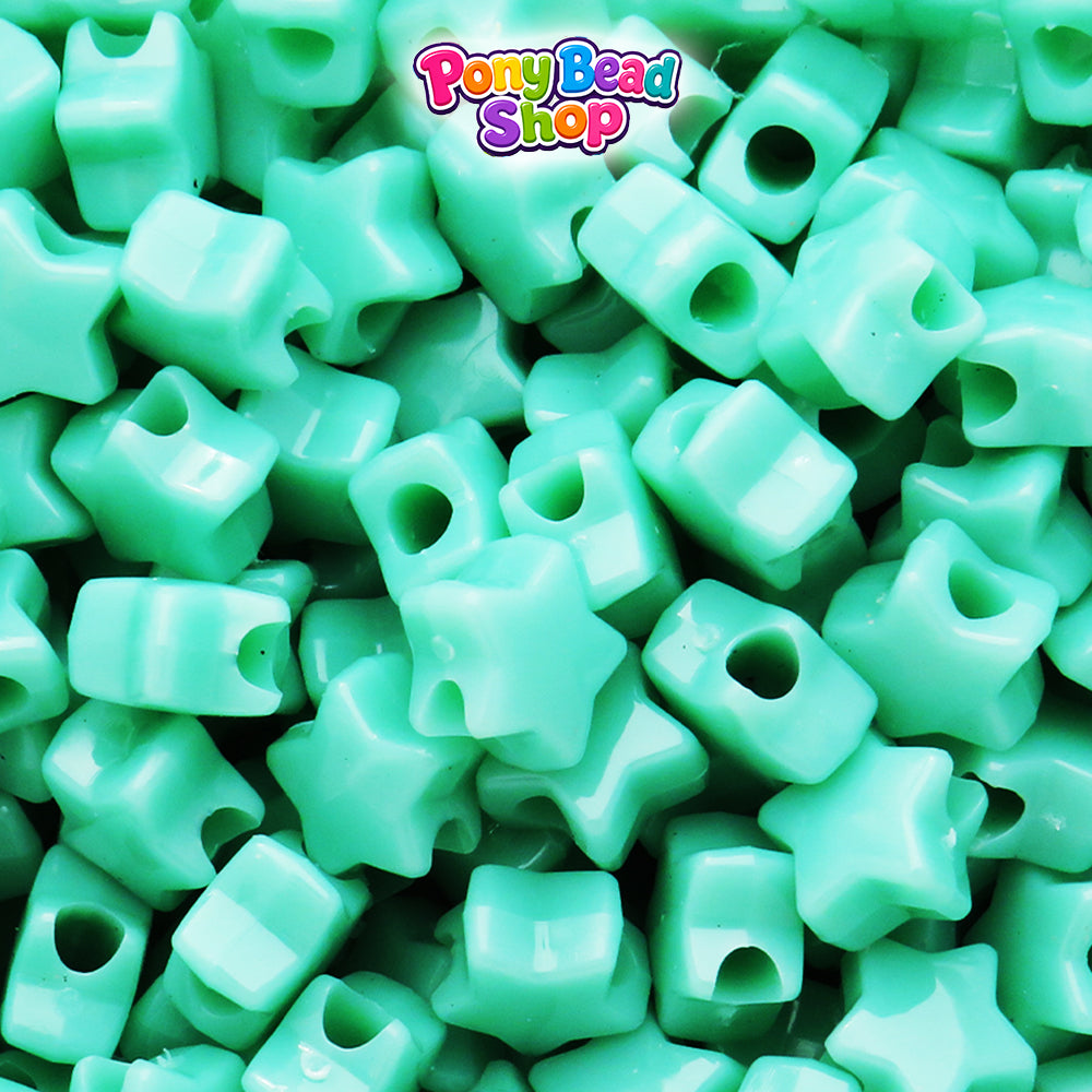 Sage Opaque 13mm Star Plastic Pony Beads (250pcs)