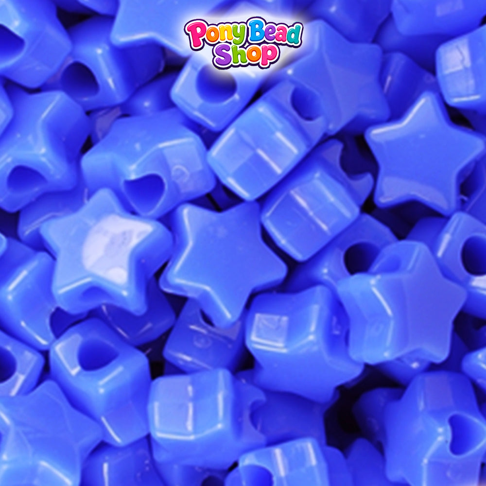 Periwinkle Opaque 13mm Star Plastic Pony Beads (250pcs)
