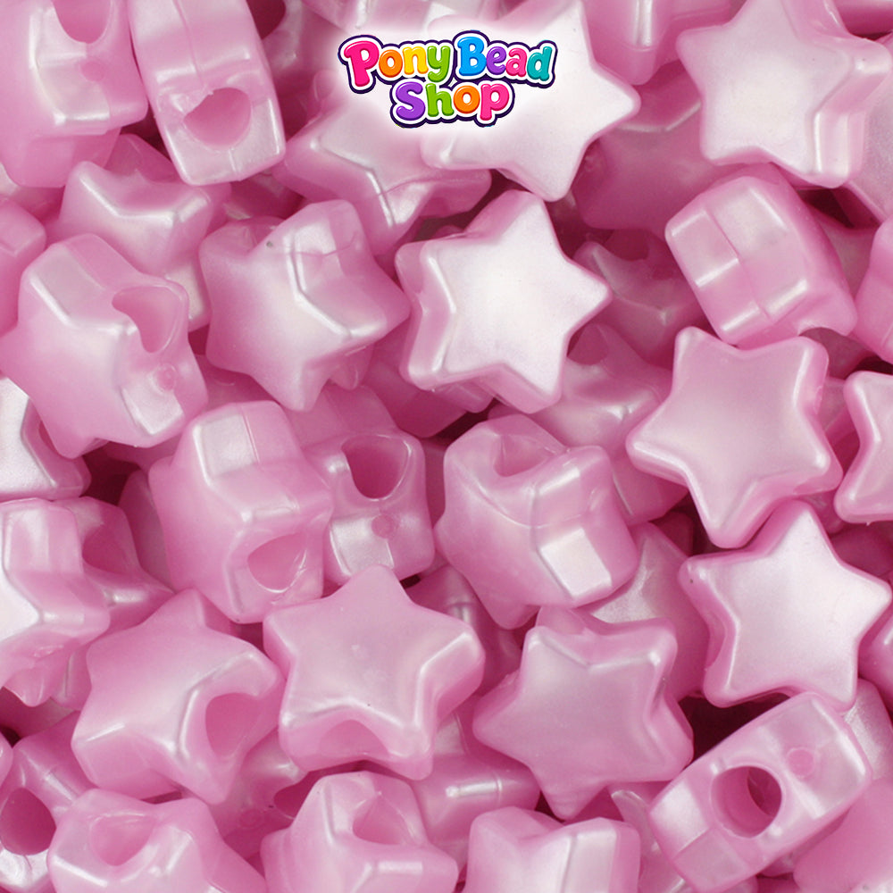 Light Pink Pearl 13mm Star Plastic Pony Beads (250pcs)