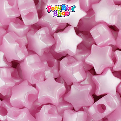 Light Pink Pearl 13mm Star Plastic Pony Beads (250pcs)