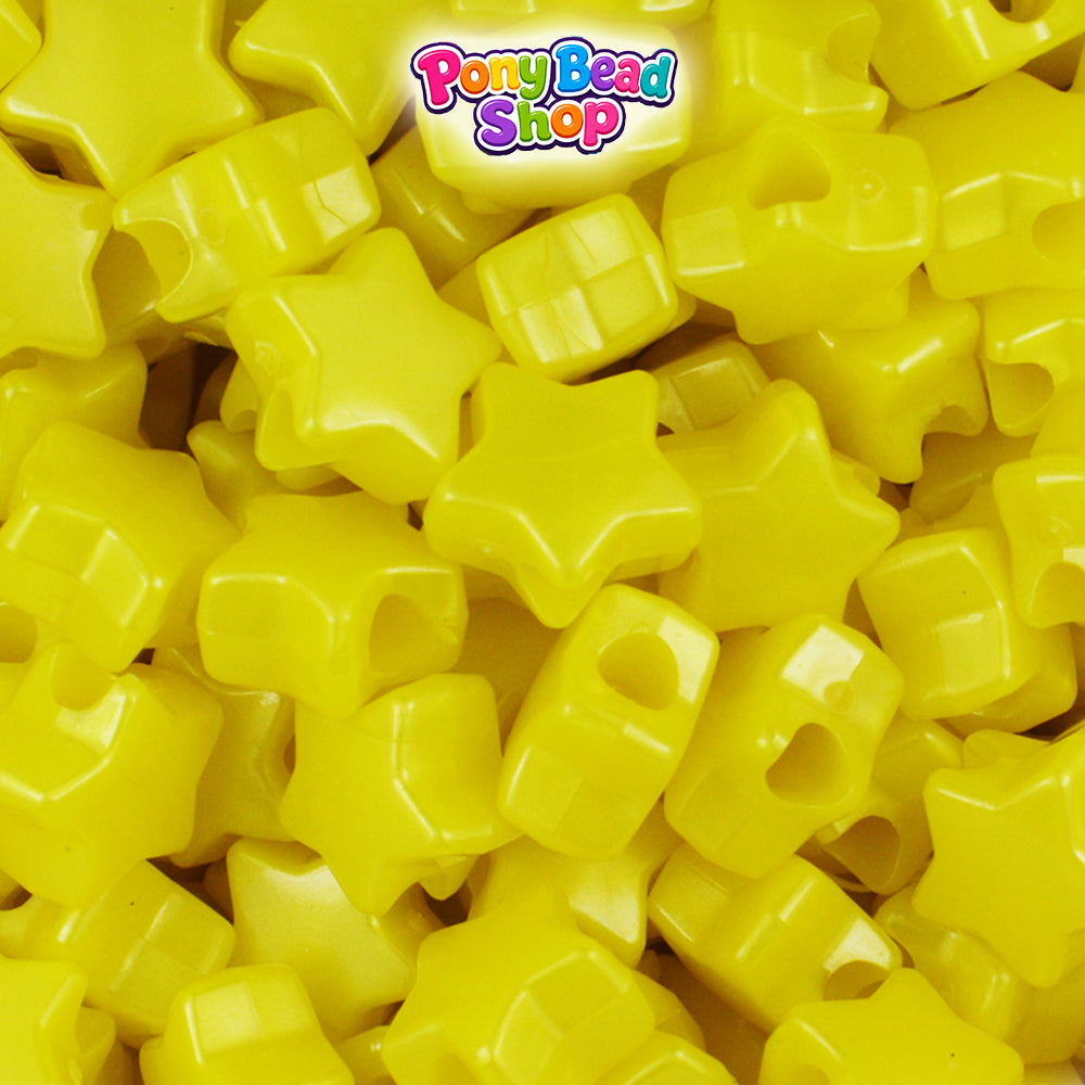 Yellow Pearl 13mm Star Plastic Pony Beads (250pcs)