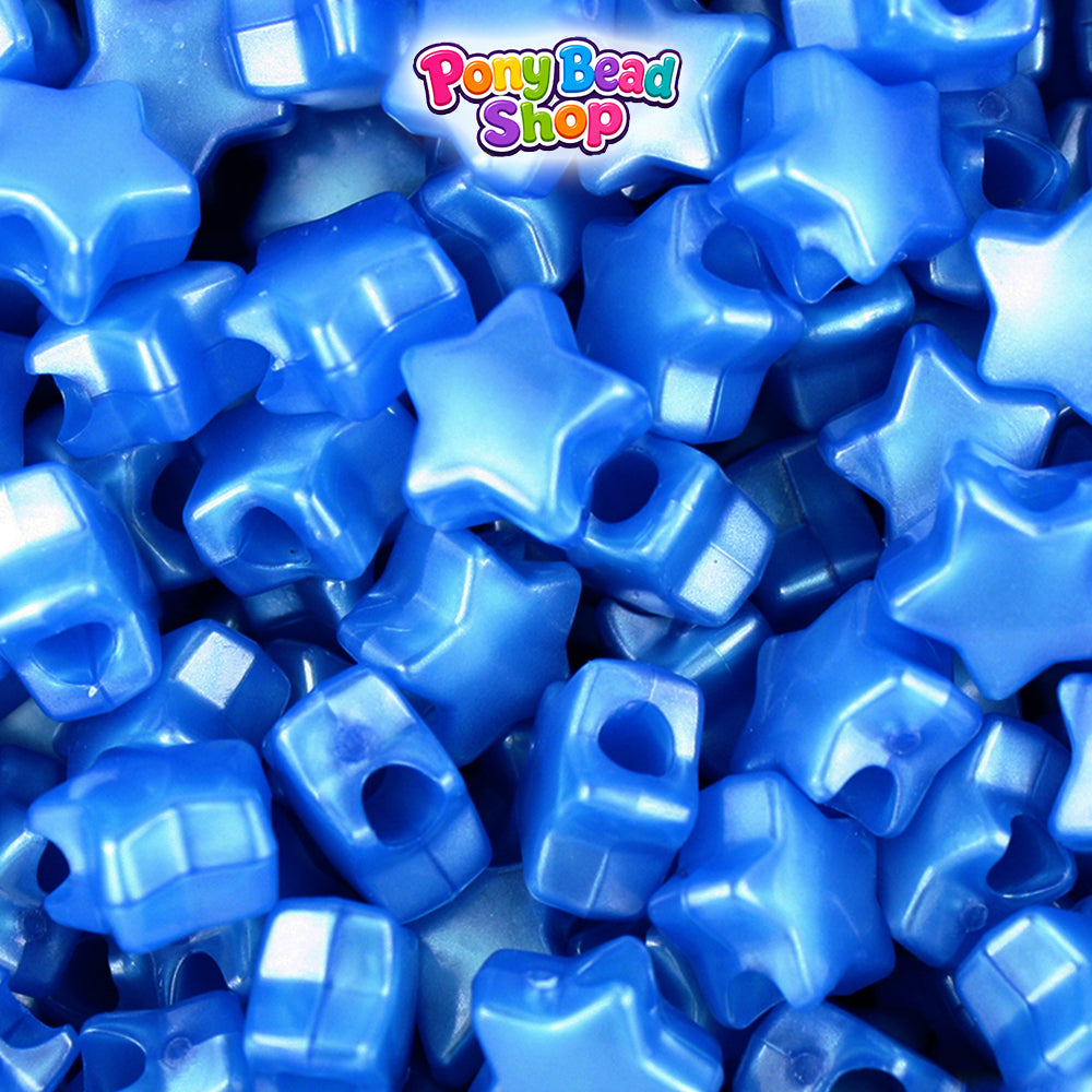 Dark Blue Pearl 13mm Star Plastic Pony Beads (250pcs)
