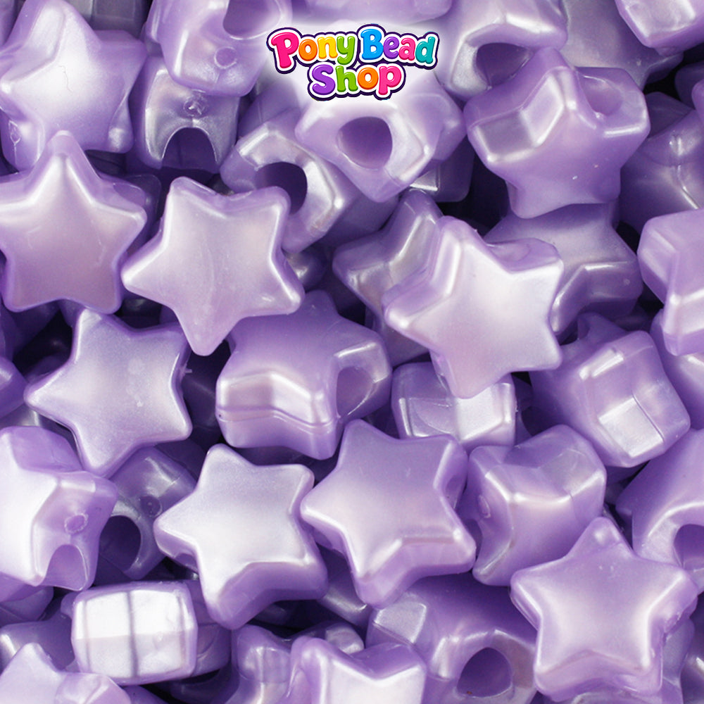 Light Purple Pearl 13mm Star Plastic Pony Beads (250pcs)
