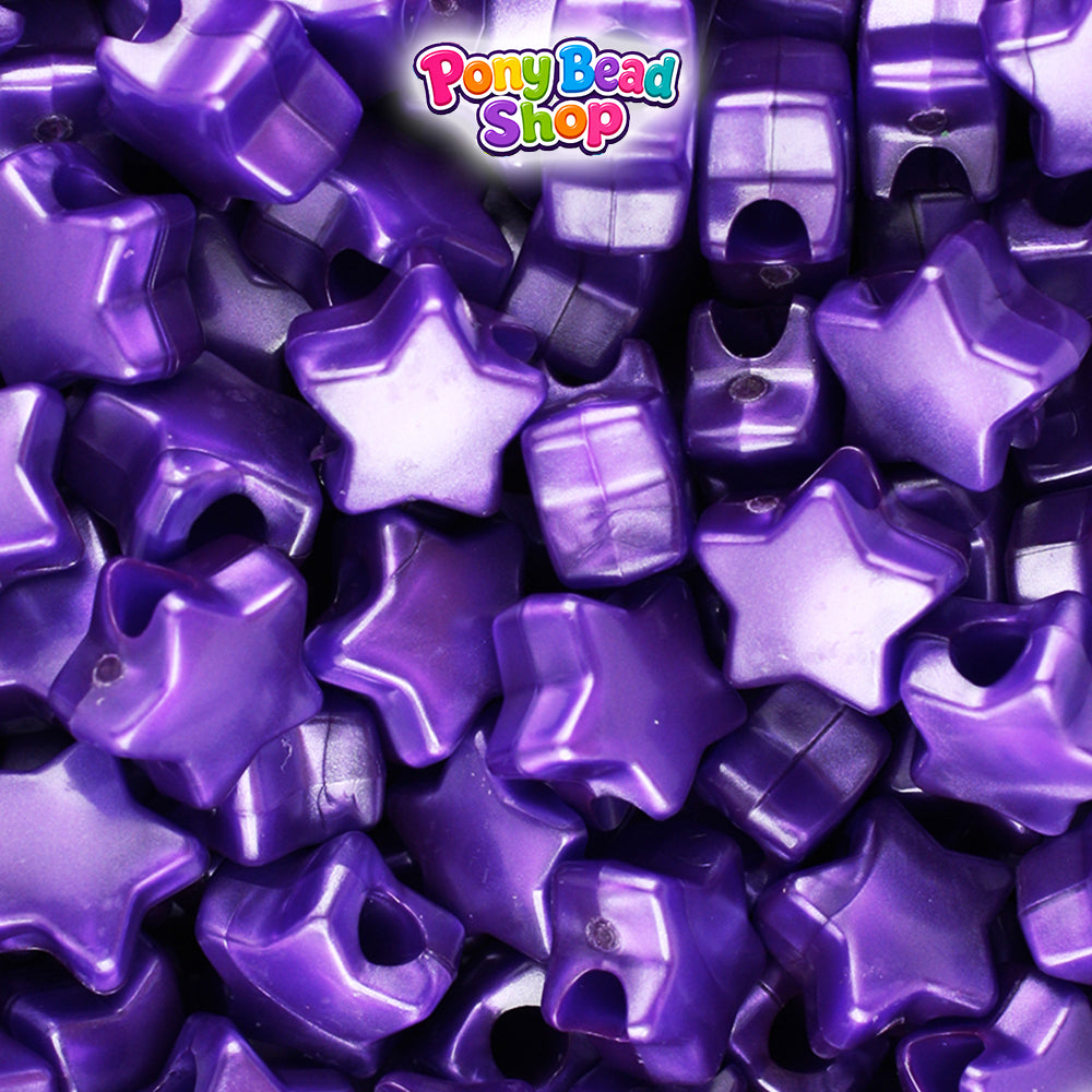Dark Purple Pearl 13mm Star Plastic Pony Beads (250pcs)