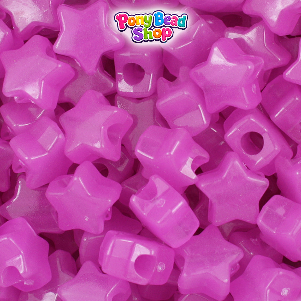 Purple Glow 13mm Star Plastic Pony Beads (250pcs)