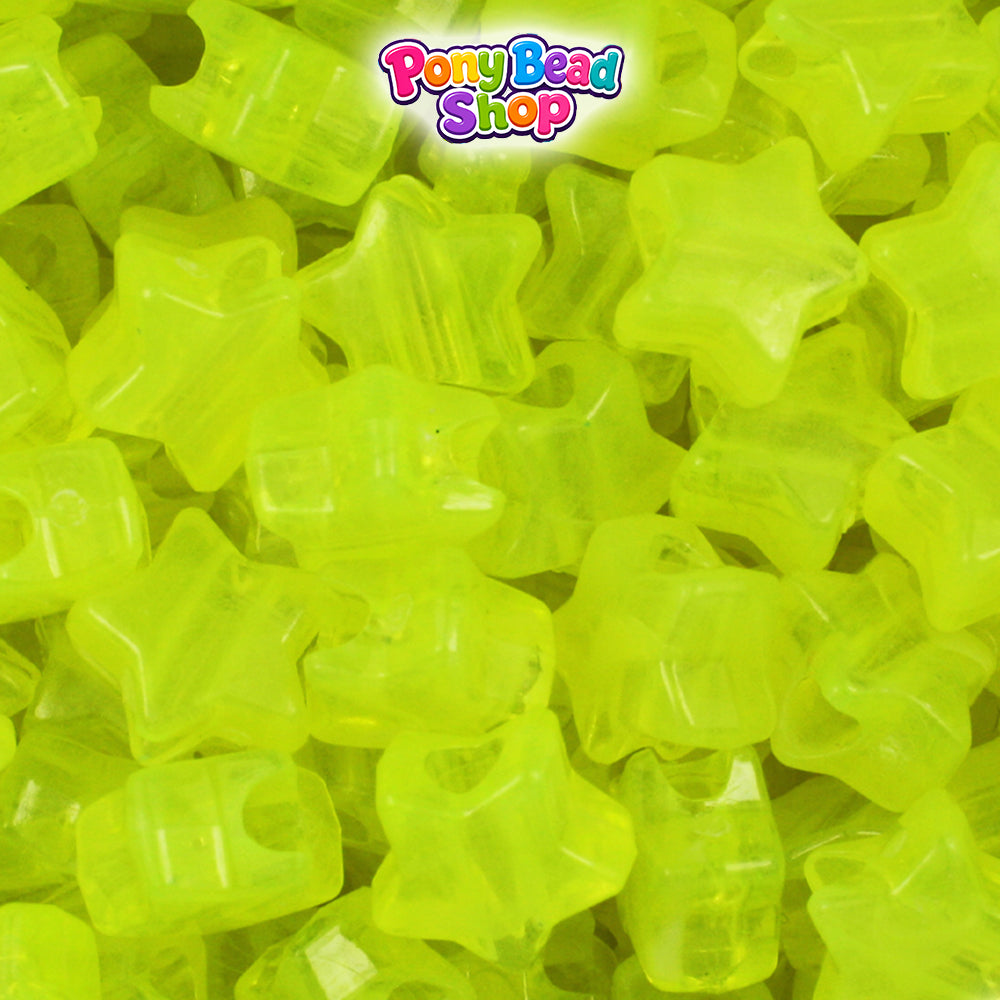 Yellow Glow 13mm Star Plastic Pony Beads (250pcs)