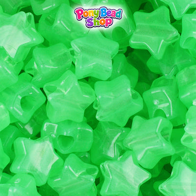 Green Glow 13mm Star Plastic Pony Beads (250pcs)