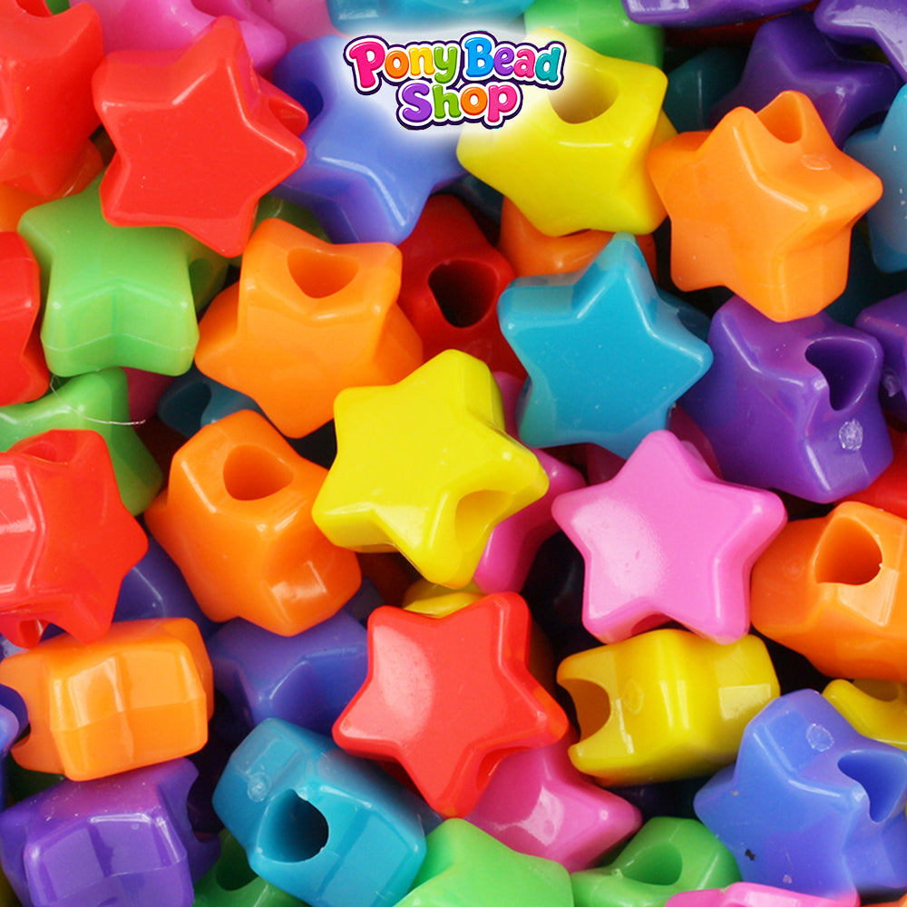 Circus Opaque Mix 13mm Star Plastic Pony Beads (250pcs)