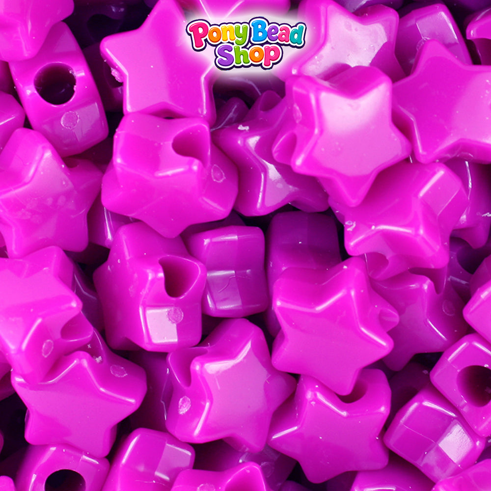 Mulberry Opaque 13mm Star Plastic Pony Beads (250pcs)