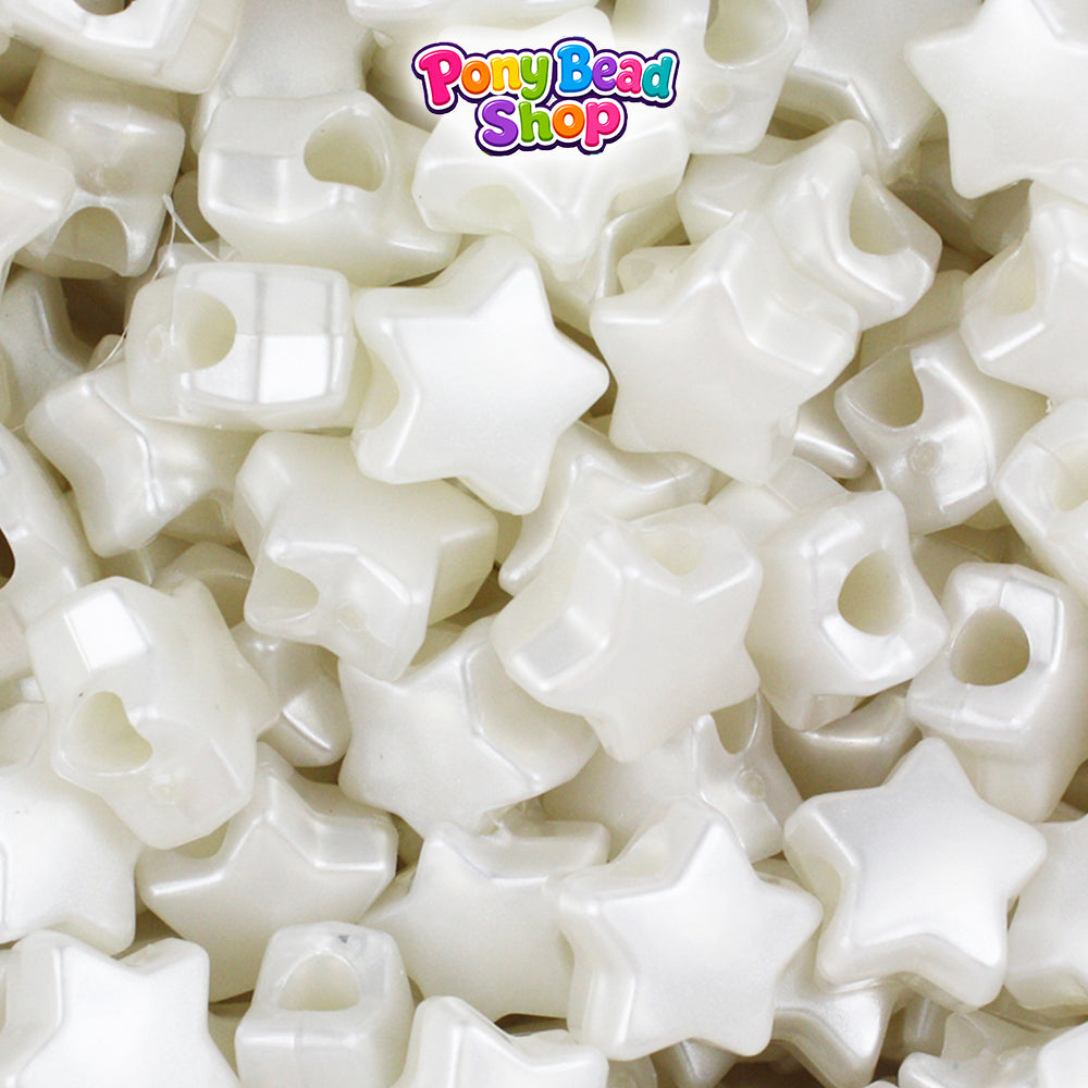 Bridal Pearl 13mm Star Plastic Pony Beads (250pcs)