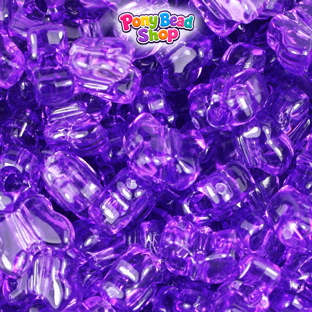 Amethyst Transparent 13mm Butterfly Plastic Pony Beads (250pcs)