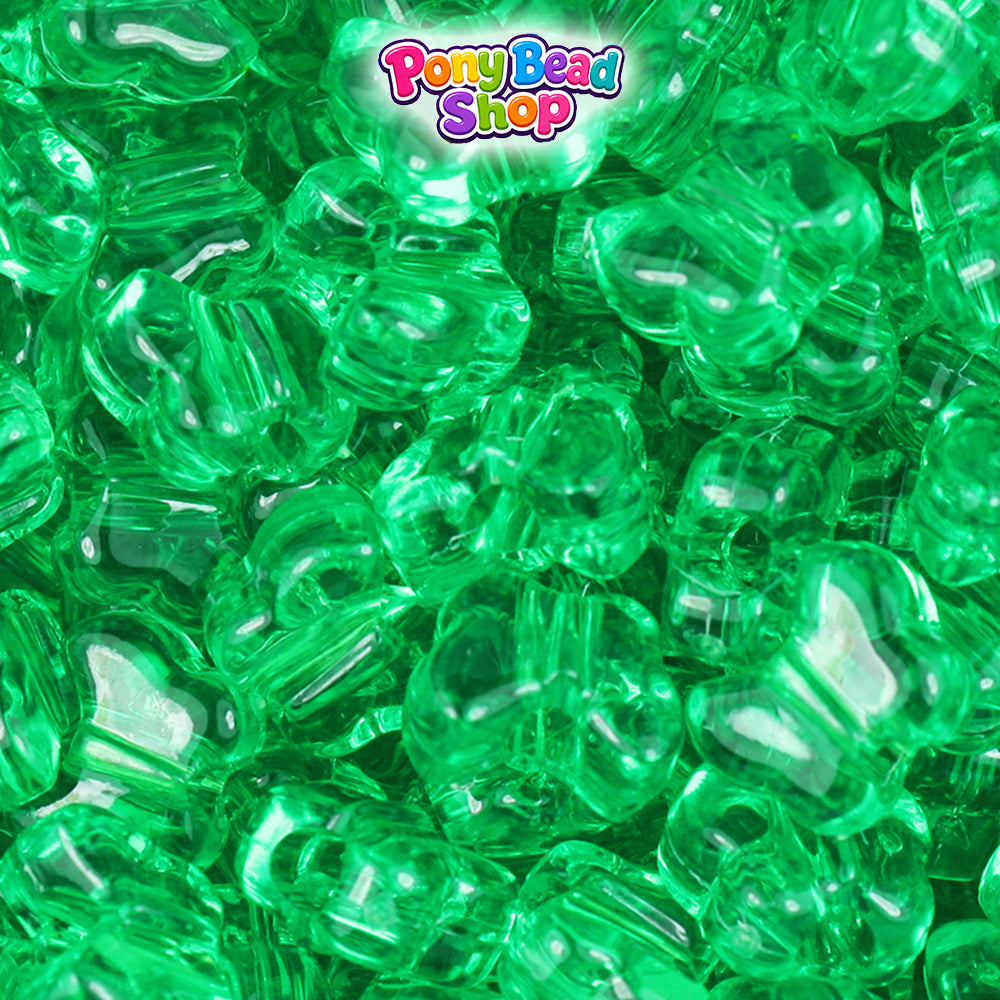 Mint Transparent 13mm Butterfly Plastic Pony Beads (250pcs)