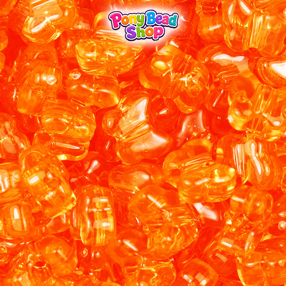 Orange Transparent 13mm Butterfly Plastic Pony Beads (250pcs)