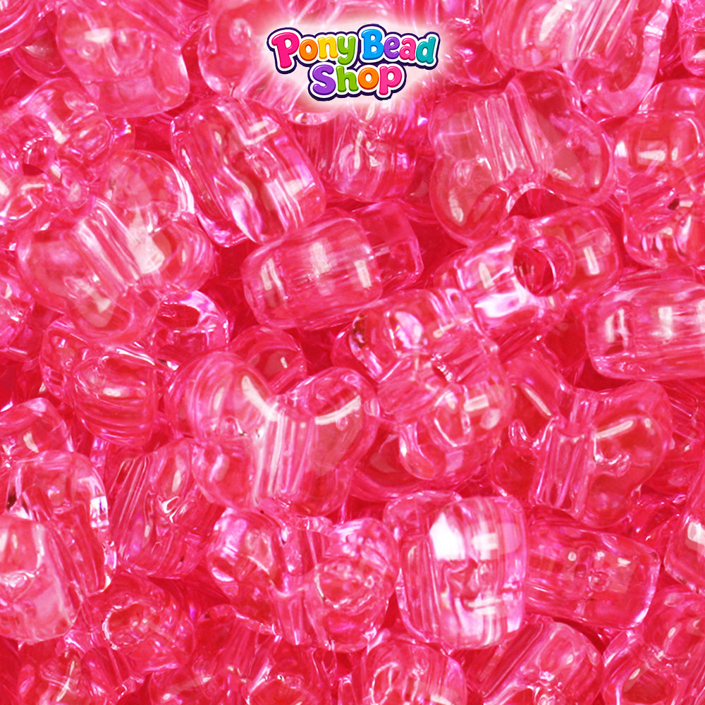 Pink Transparent 13mm Butterfly Plastic Pony Beads (250pcs)
