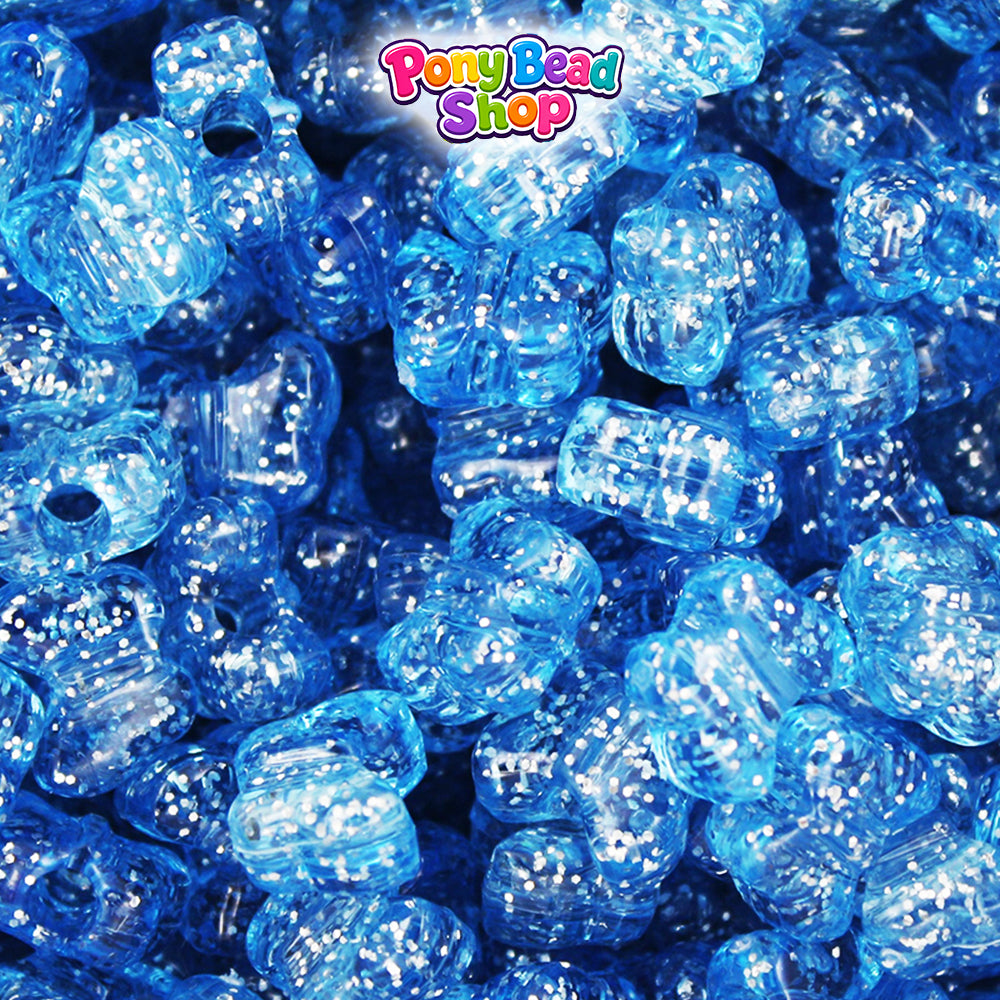 Light Sapphire Sparkle 13mm Butterfly Plastic Pony Beads (250pcs)
