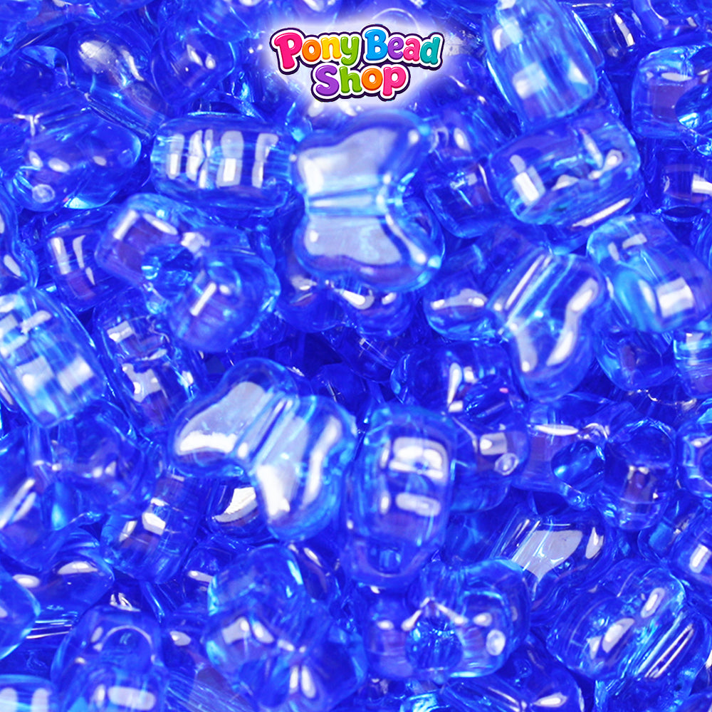 Dark Sapphire Transparent 13mm Butterfly Plastic Pony Beads (250pcs)