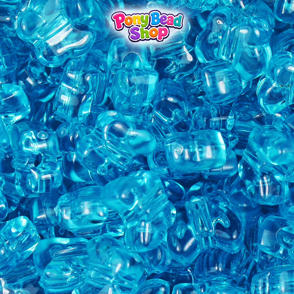 Turquoise Transparent 13mm Butterfly Plastic Pony Beads (250pcs)