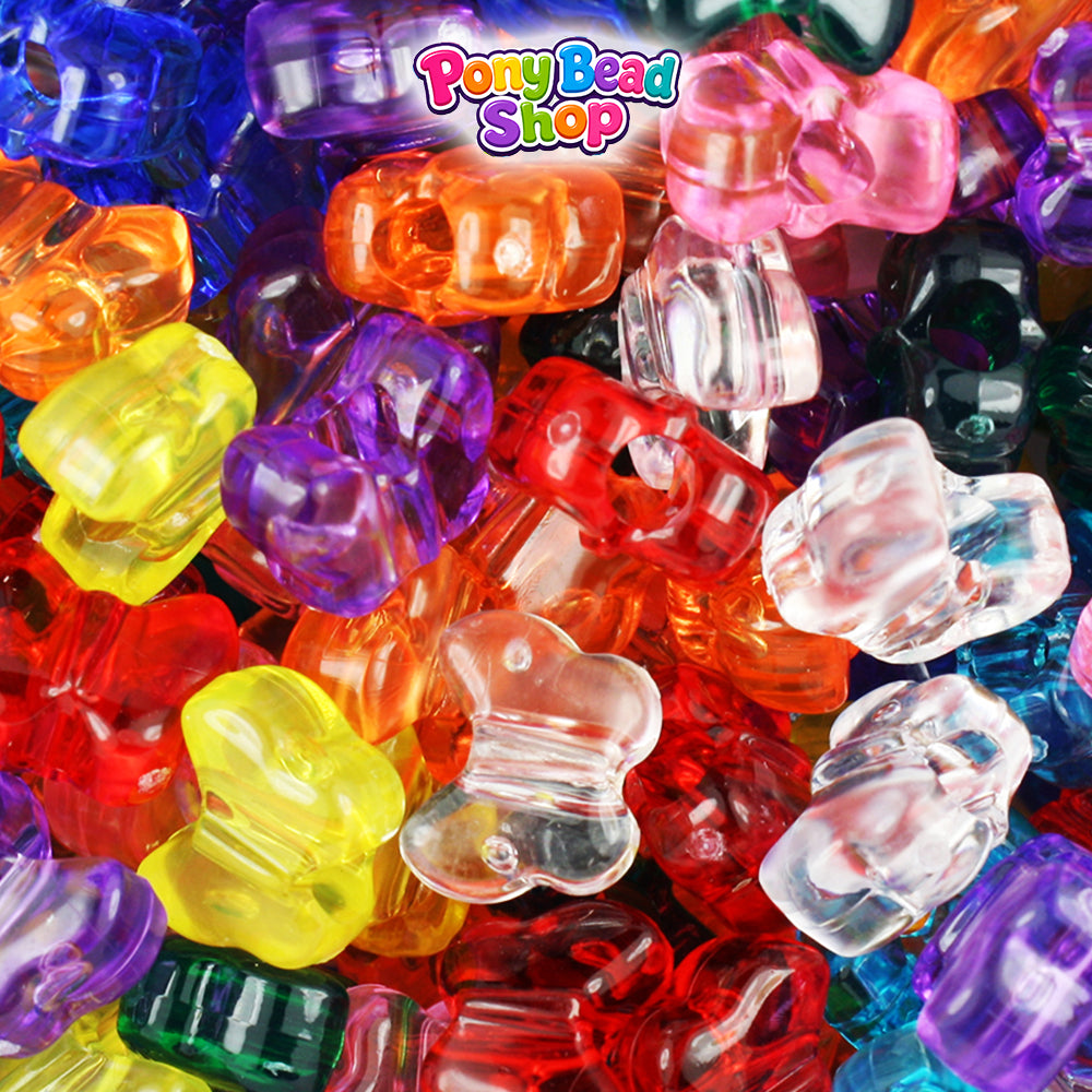 Transparent Mix 13mm Butterfly Plastic Pony Beads (250pcs)
