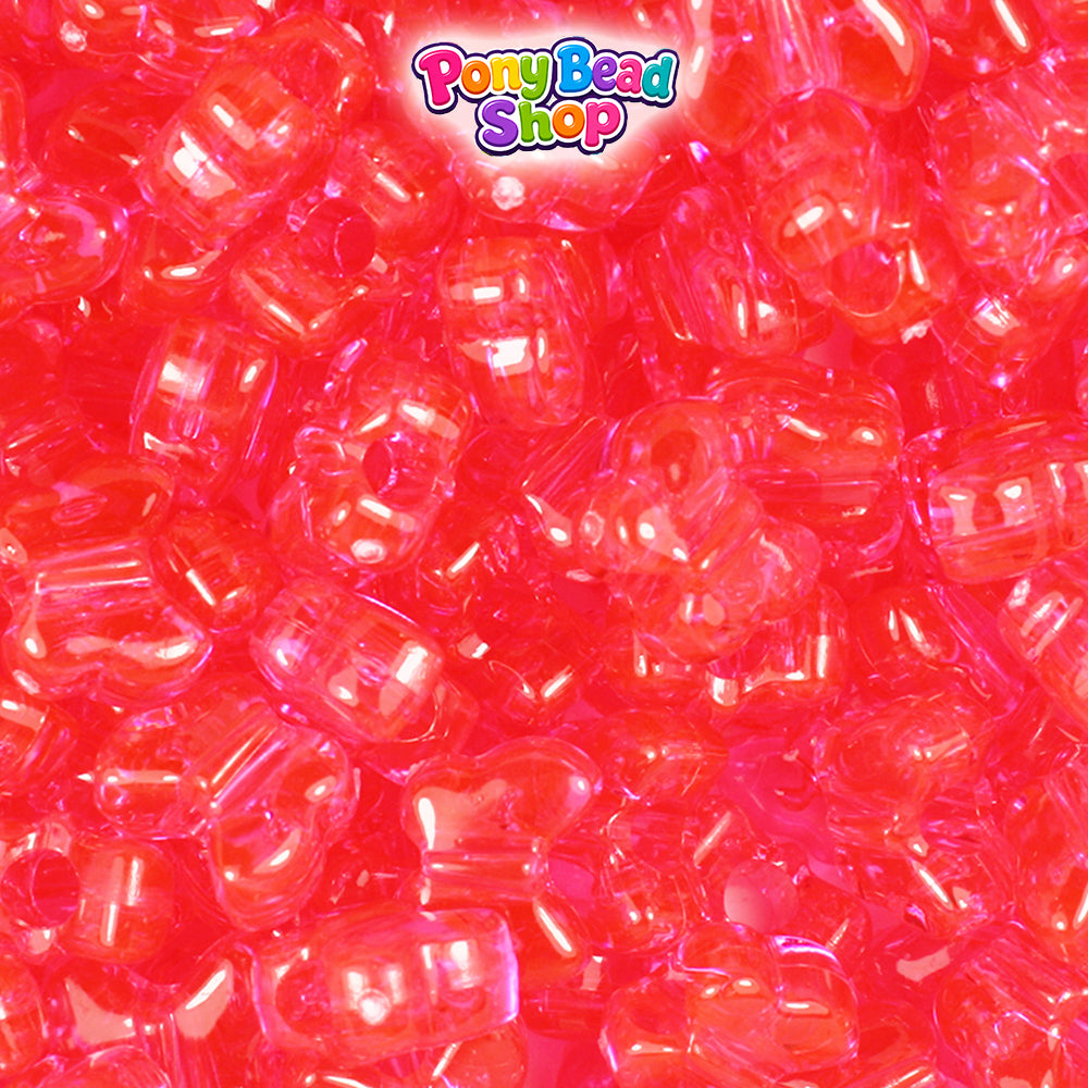 Hot Pink Transparent 13mm Butterfly Plastic Pony Beads (250pcs)
