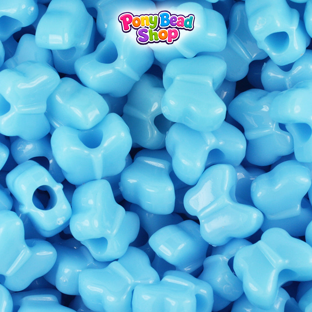 Baby Blue Opaque 13mm Butterfly Plastic Pony Beads (250pcs)
