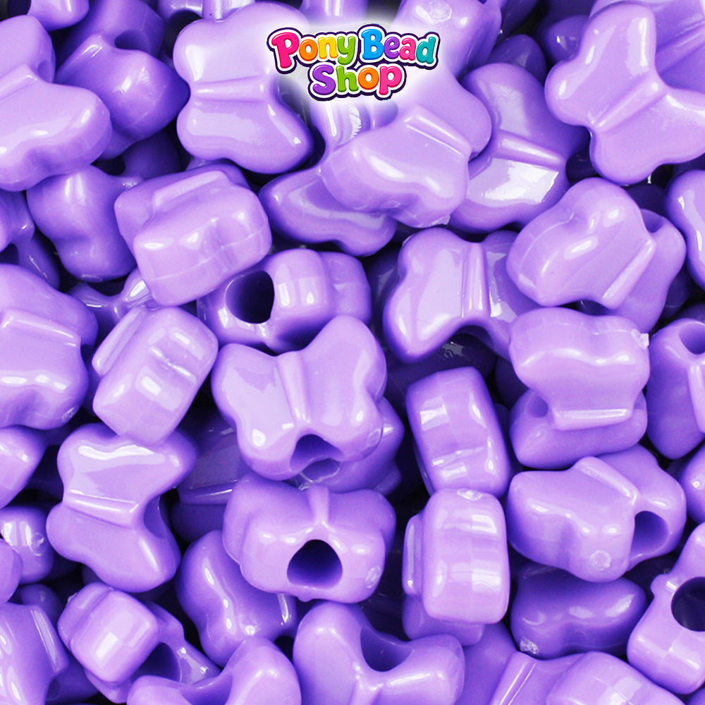 Lilac Opaque 13mm Butterfly Plastic Pony Beads (250pcs)