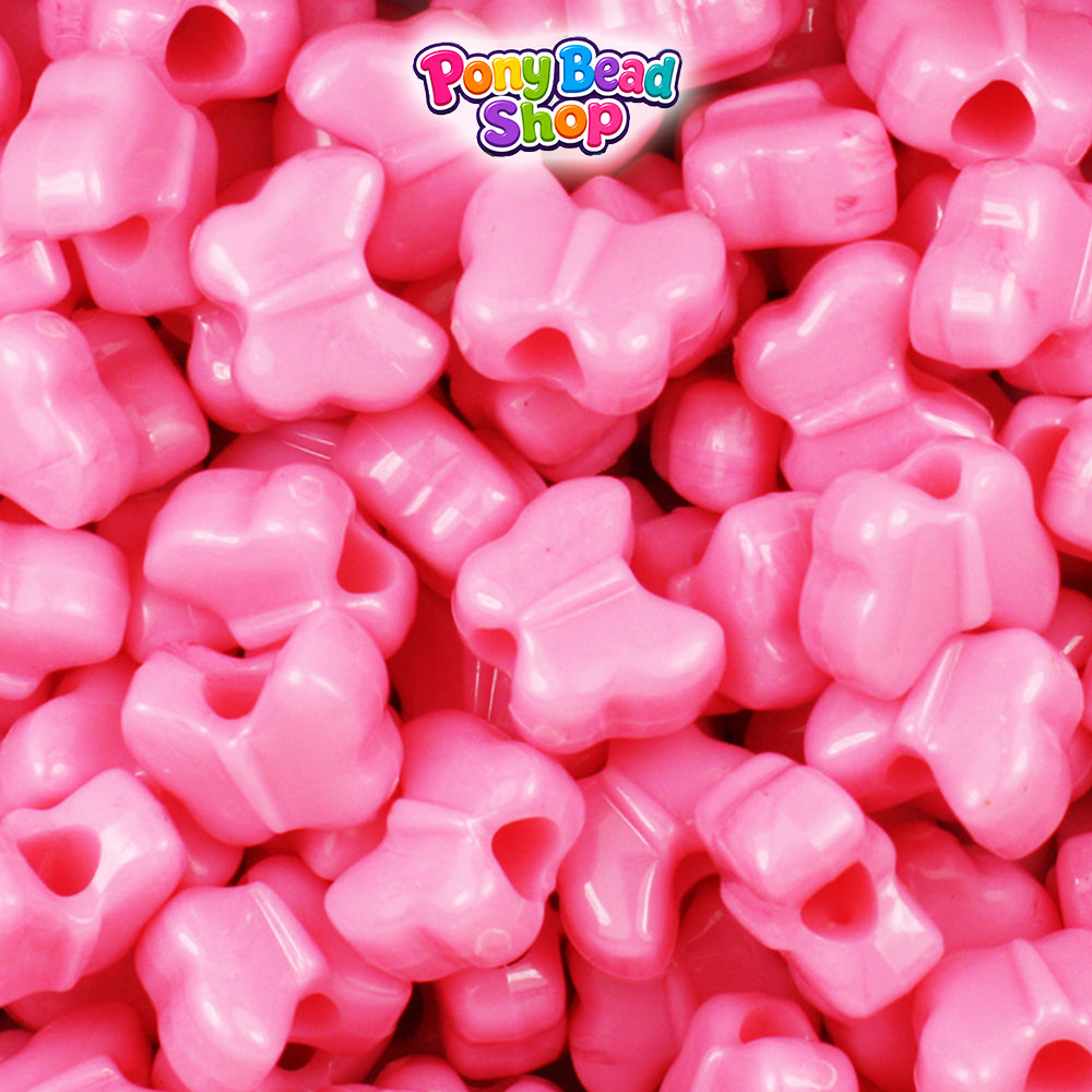 Baby Pink Opaque 13mm Butterfly Plastic Pony Beads (250pcs)