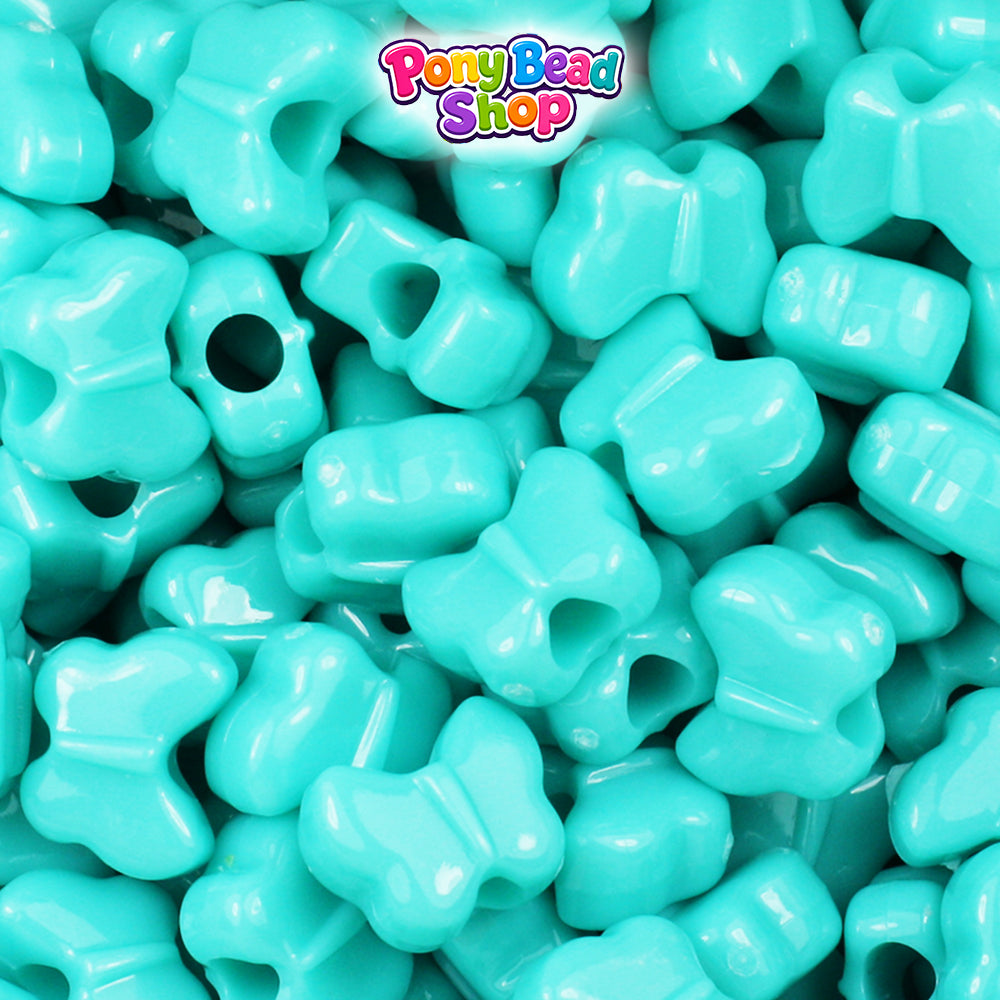 Light Turquoise Opaque 13mm Butterfly Plastic Pony Beads (250pcs)