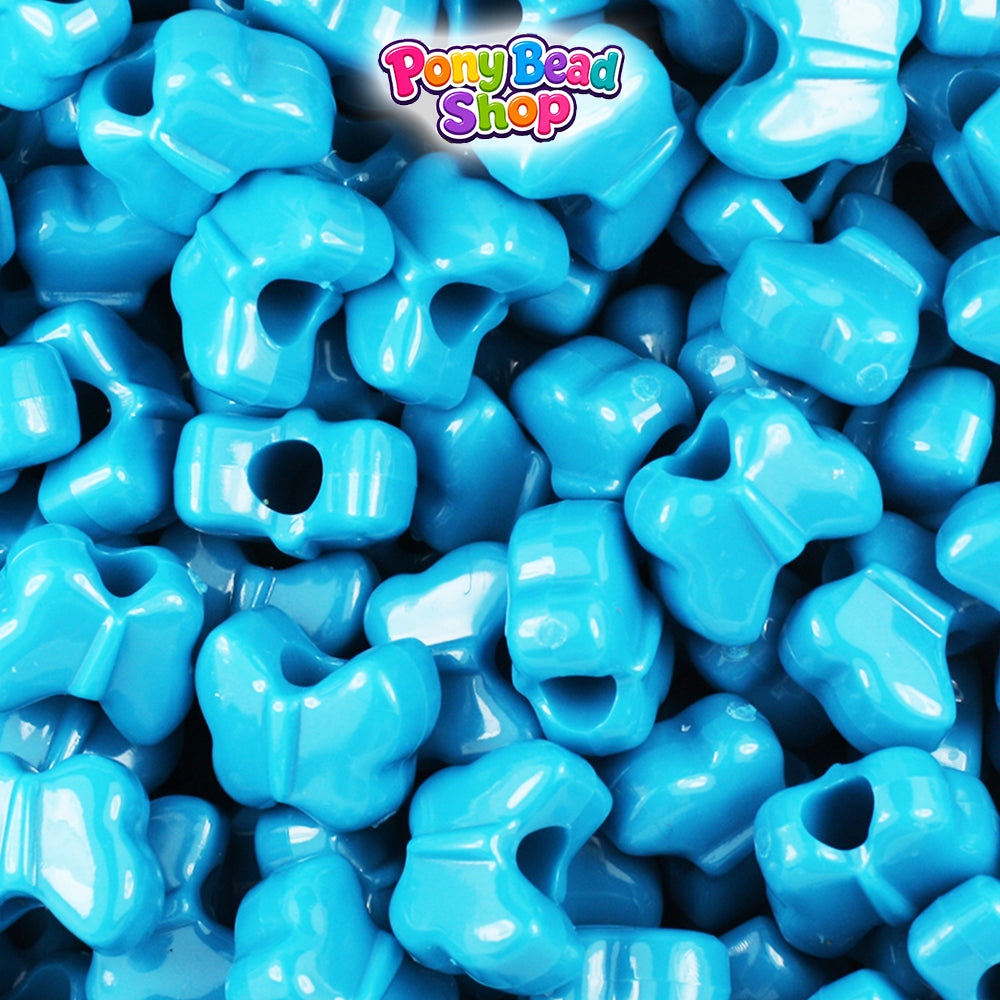 Dark Turquoise Opaque 13mm Butterfly Plastic Pony Beads (250pcs)