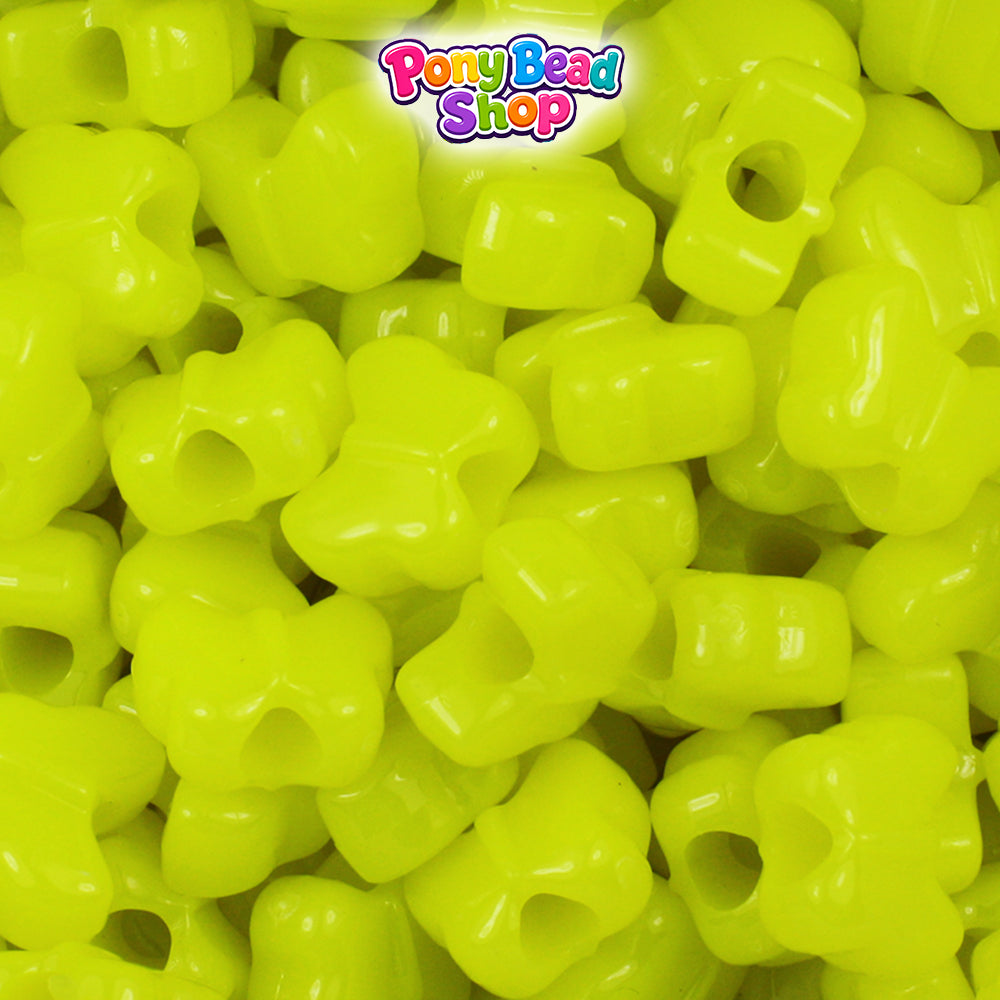 Lemon Neon Bright 13mm Butterfly Plastic Pony Beads (250pcs)