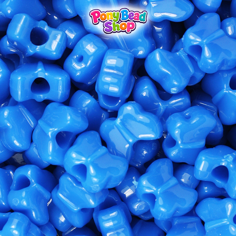 True Blue Neon Bright 13mm Butterfly Plastic Pony Beads (250pcs)