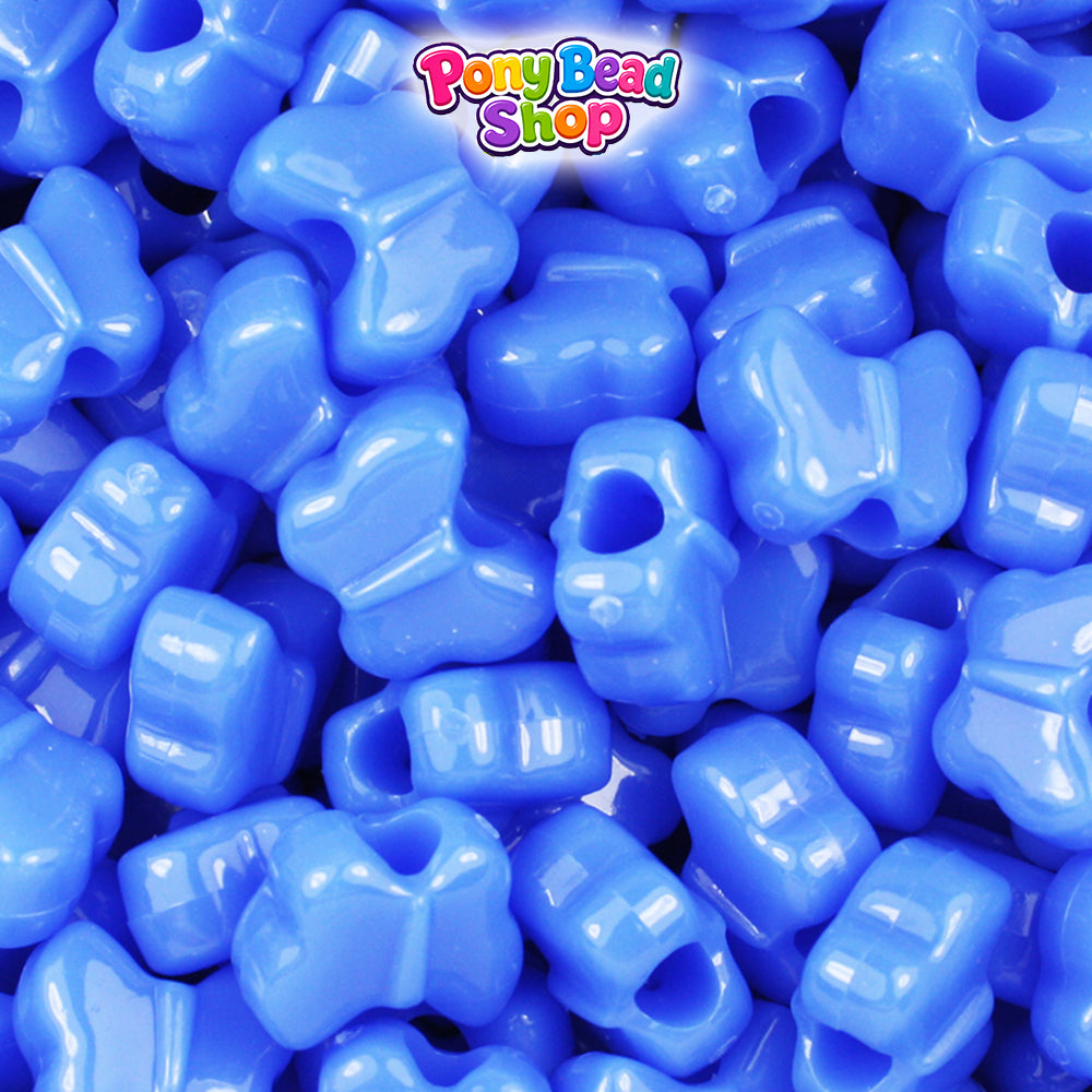 Periwinkle Opaque 13mm Butterfly Plastic Pony Beads (250pcs)