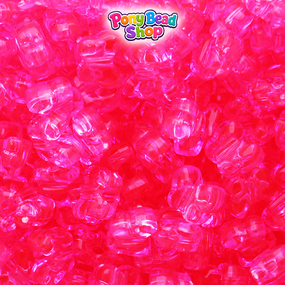 Medium Pink Transparent 13mm Butterfly Plastic Pony Beads (250pcs)